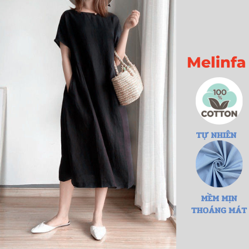 Váy đầm nữ suông trẻ trung vải Cotton Linen tự nhiên thân thiện mã VAV0327