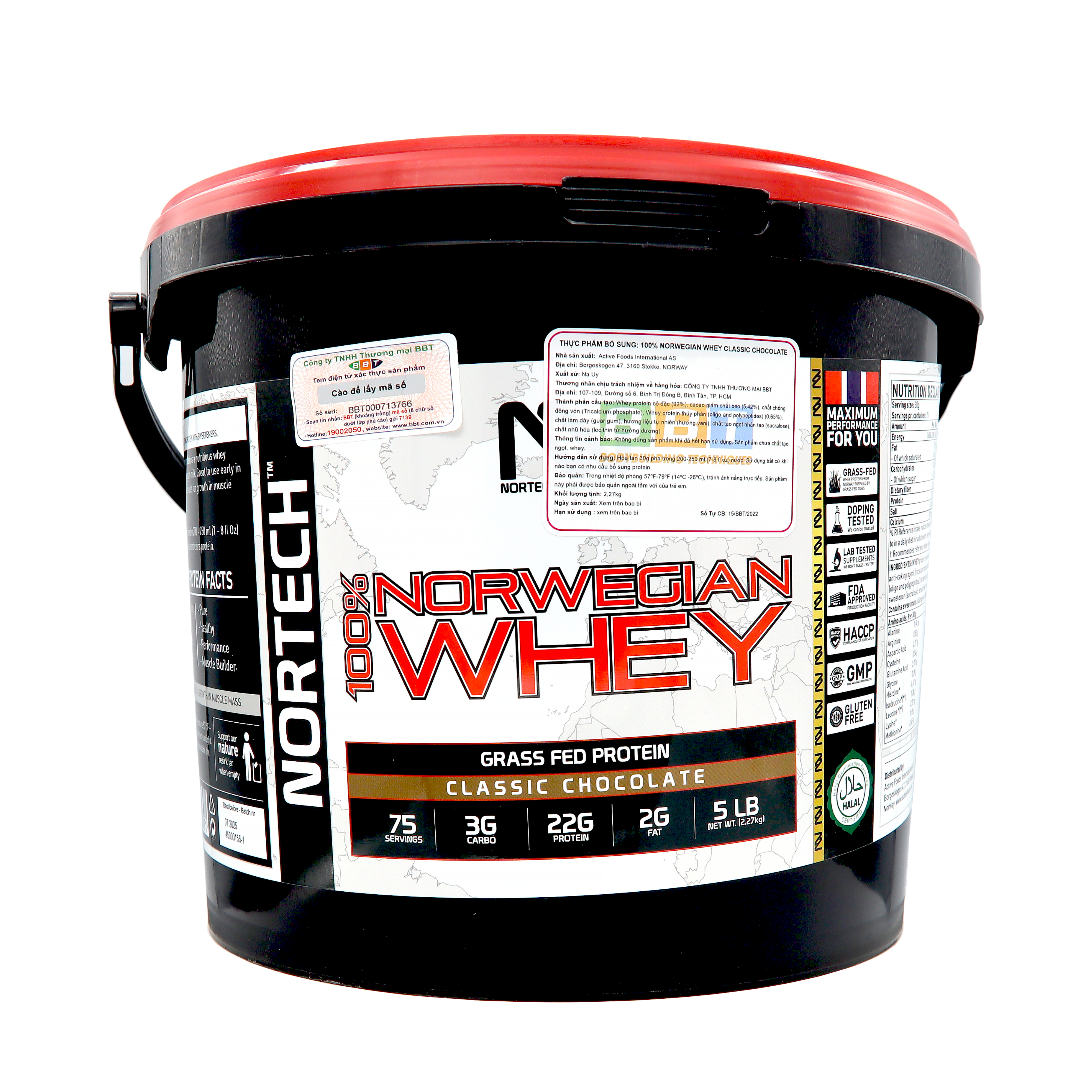 [Chính hãng BBT] Nortech 100% Norwegian Whey 5 LB - Whey Sinh Viên - Phục Hồi và Phát Triển Cơ Bắp - Không Lo Tích Mỡ