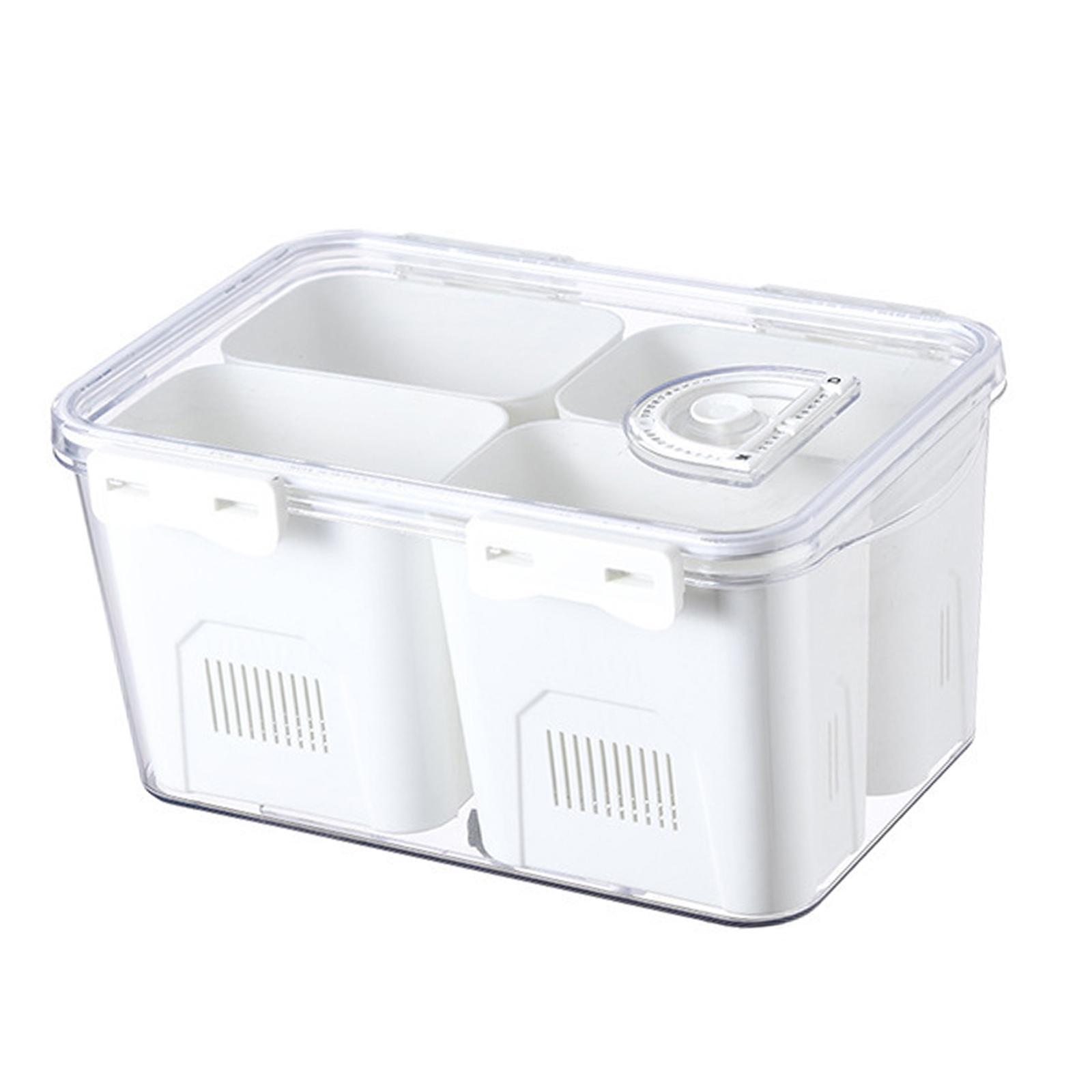 Refrigerator Storage Box Colander Bin Fridge Organizer Stackable Container White