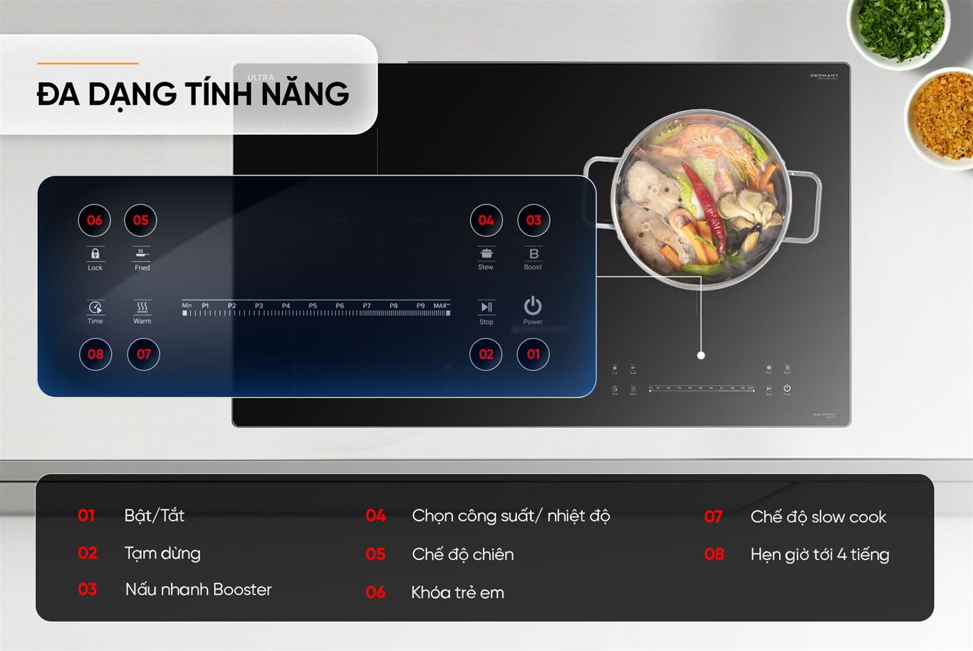 Bếp đôi điện từ Sunhouse SHB-555DI đun liu riu - Hàng chính hãng