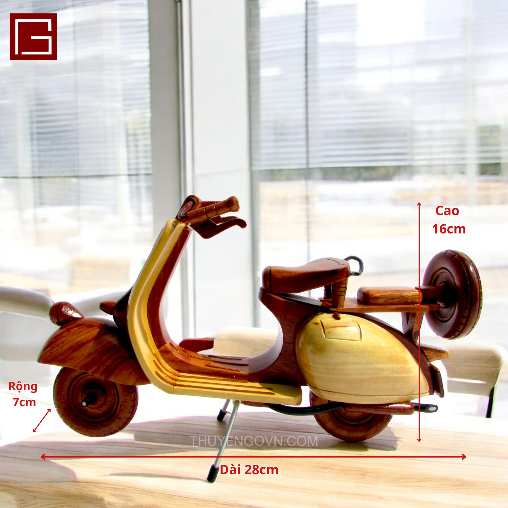 Mô hình xe máy VESPA gỗ tràm, mô hình trang trí, decor phòng học, bàn làm việc, hàng chính hãng chất lượng cao