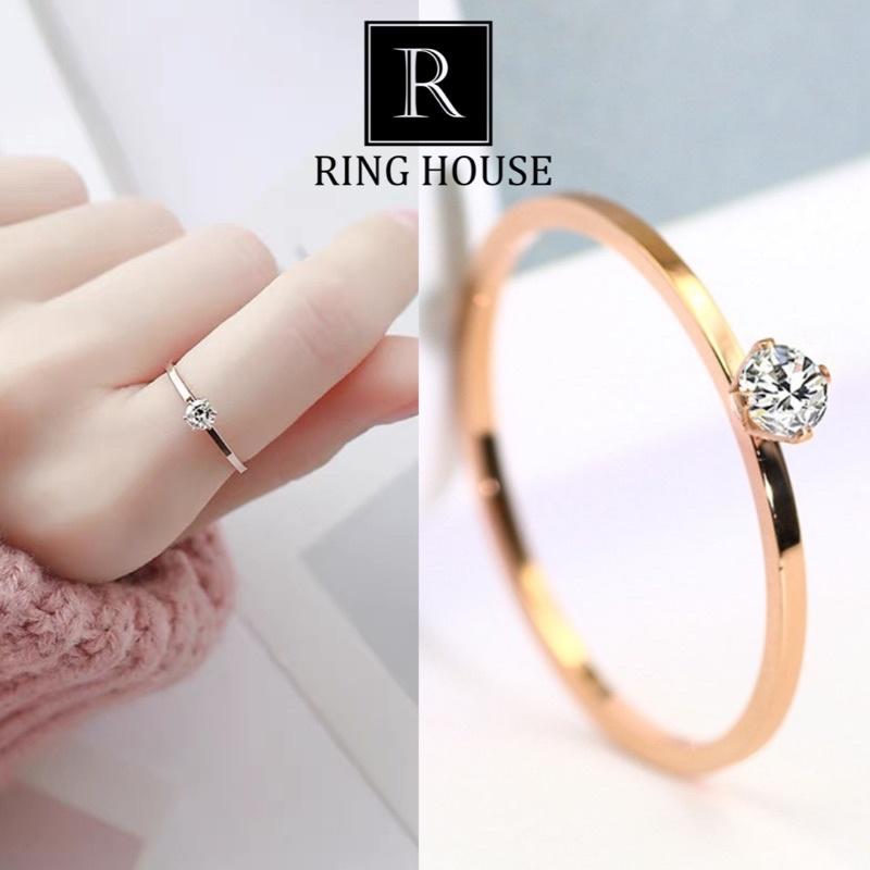 (Titan) Nhẫn Nữ Titan Siêu Mảnh Đính Ngọc Đẹp Ring House