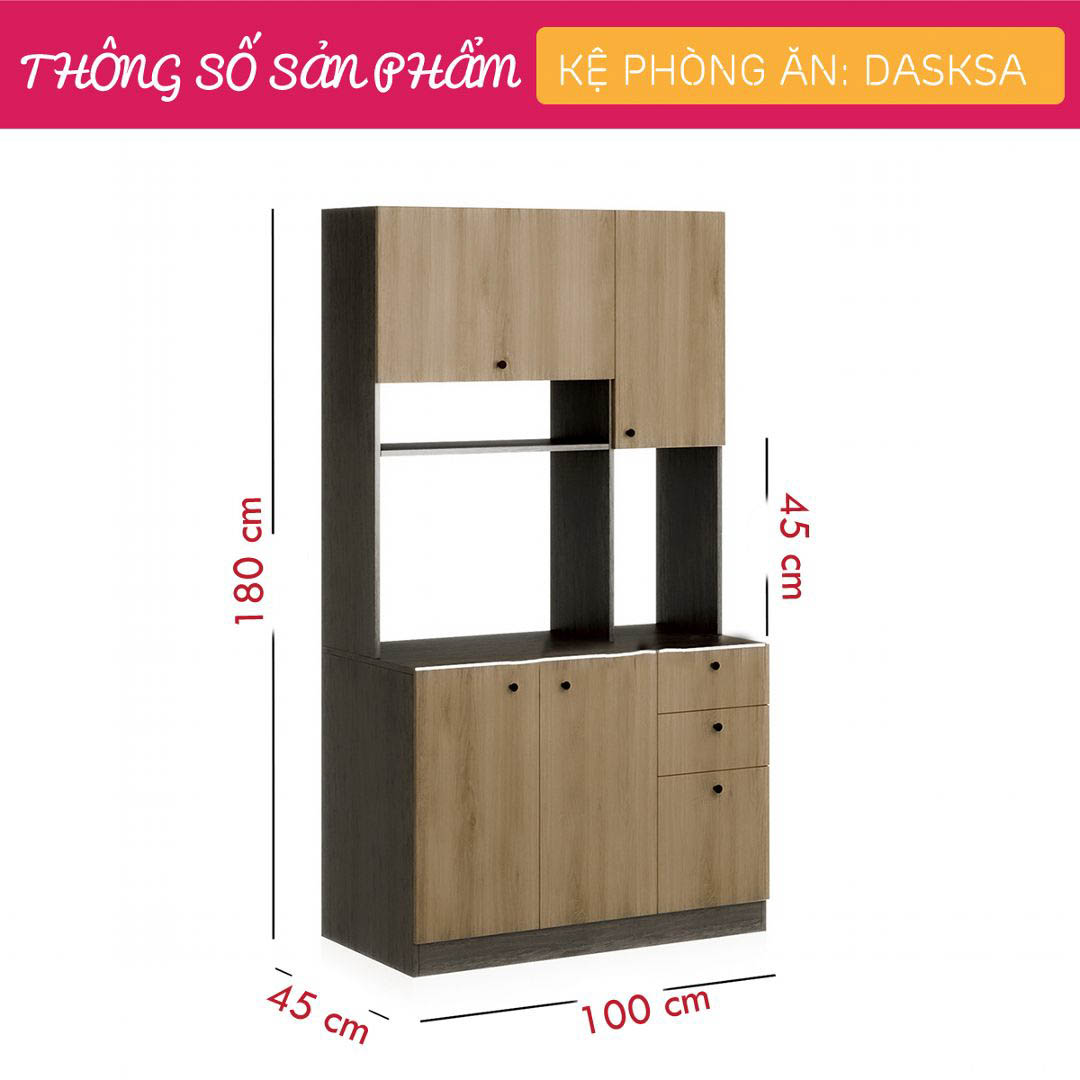 Tủ phòng ăn gỗ hiện đại SMLIFE Dasksa  | Gỗ MDF dày 17mm chống ẩm | D100xR45xC180cm