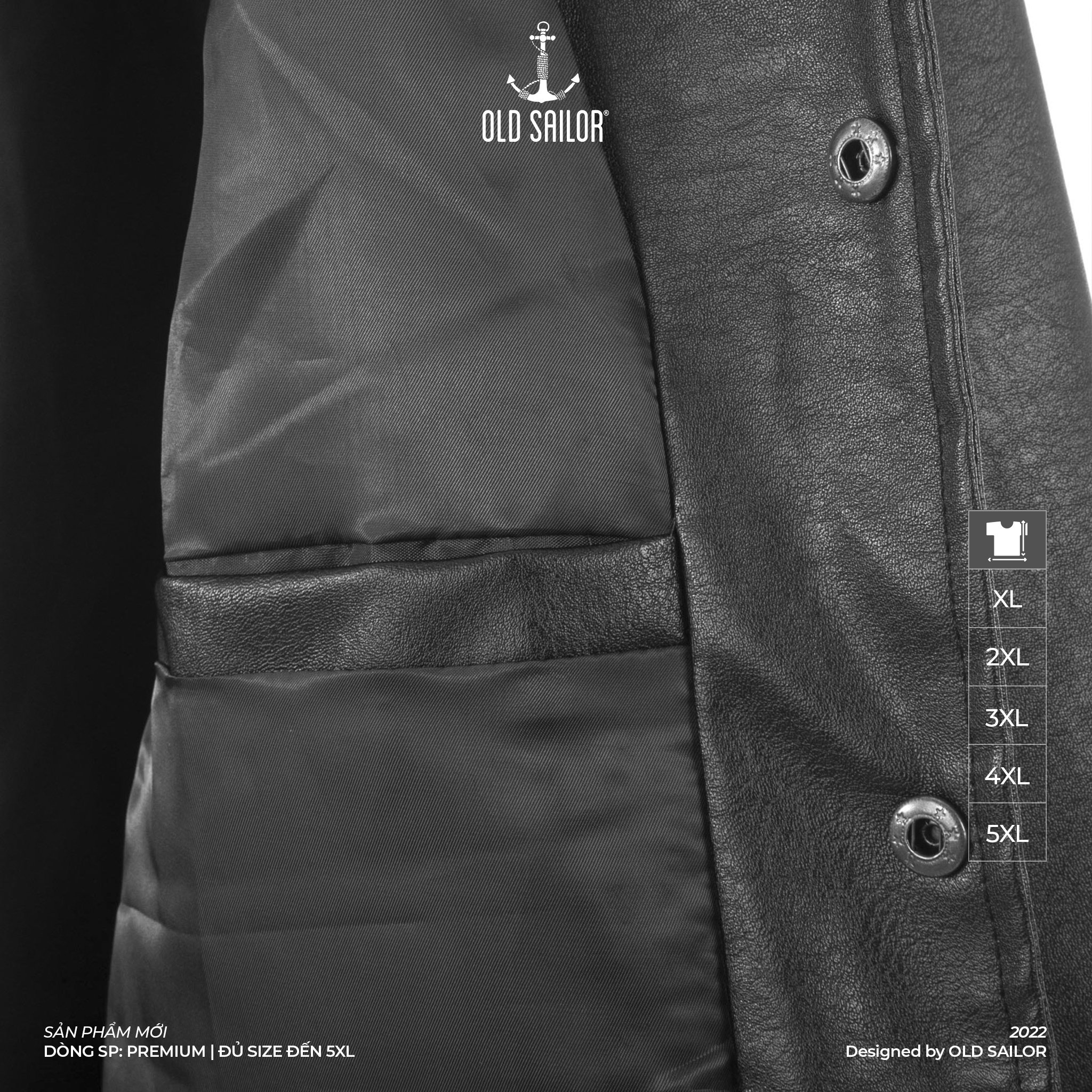 Áo khoác da Old Sailor - OSL PREMIUM LEATHER JACKET - JKDE27001 - đen - Big size upto 5XL