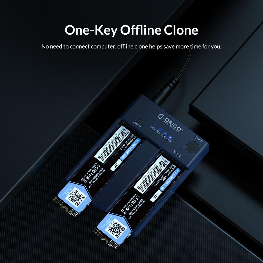 Đế ổ cứng 2 khe cắm SSD ORICO NVME M.2 Type C