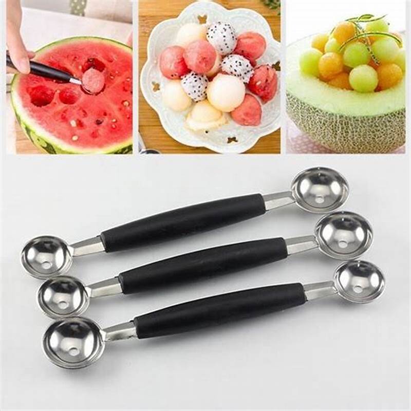 Muỗng múc kem, trái cây viên tròn