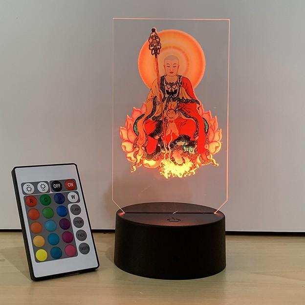 Hình Địa Tạng Vương Bồ Tát đèn Led 3D nhiều màu