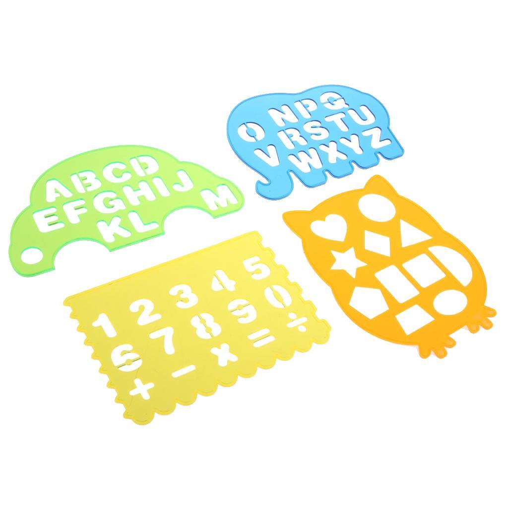 Painting Template and Seal Toy Painting Tool Kit for Kids Early DIY Learning Include Numbers, Geometric Patterns and Alphabet