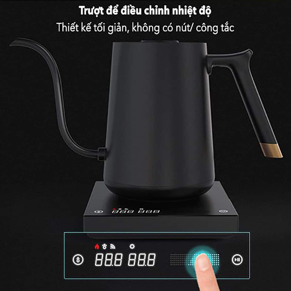 Ấm Điện Pour Over Smart Mini 600ml. Ấm rót drip cao cấp tích hợp bếp điện thông minh