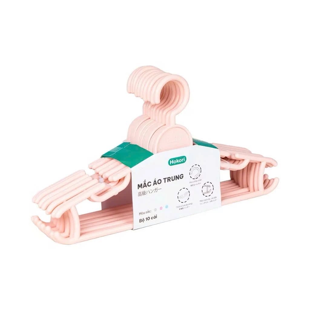 SET 10 Móc Áo Trung Hokori Vệt Nhật 2819 Đa Năng Cao Cấp - Giao màu ngẫu nhiên