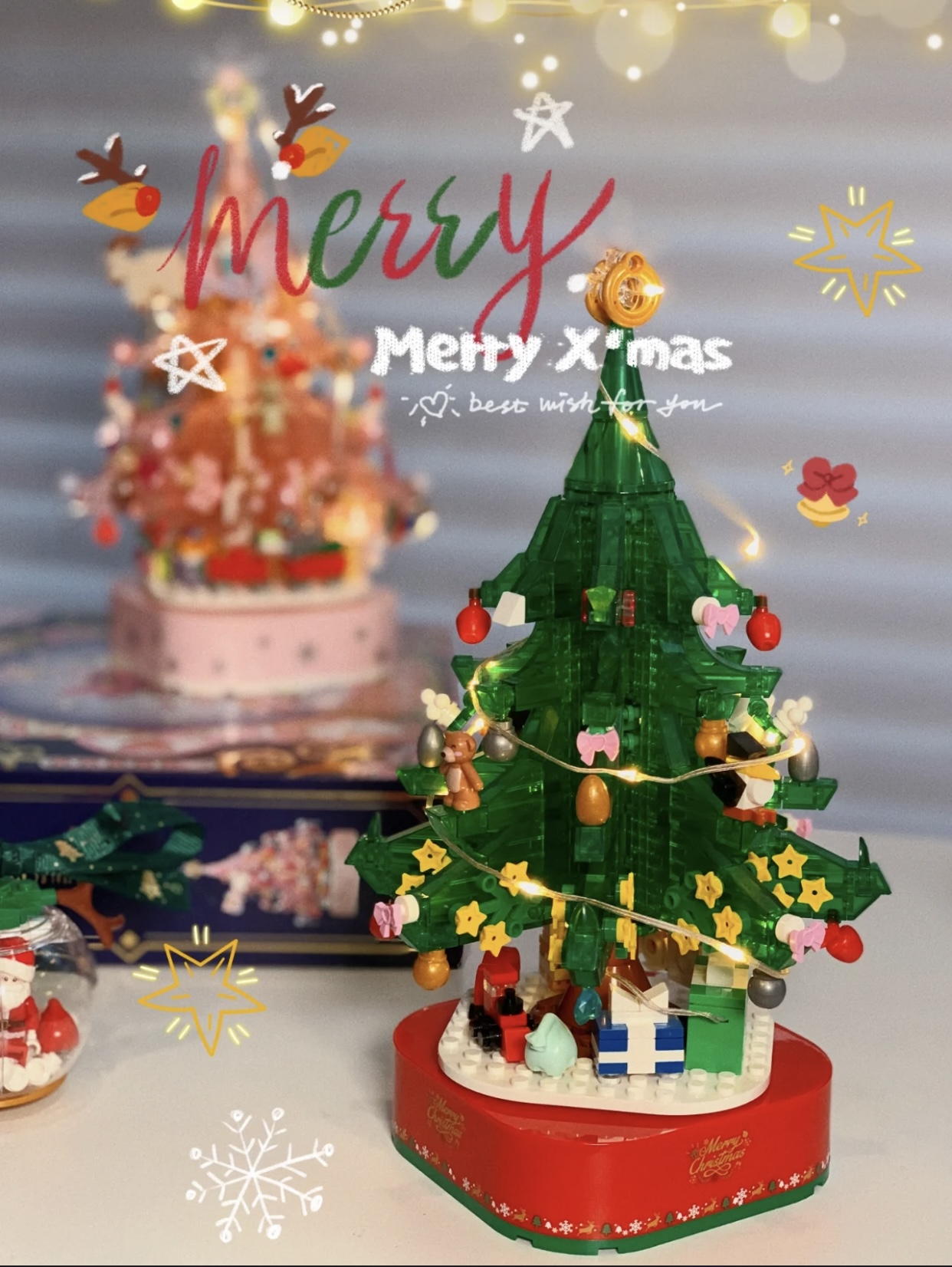 Đồ Chơi Lắp Ráp Mô Hình Hộp Nhạc Cây Thông Noel Xanh - PCS STORE