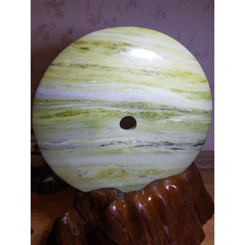 Đồng điếu đá tự nhiên phong thủy xanh cốm dk40cm