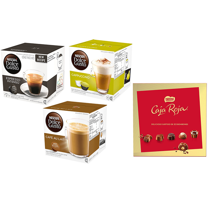 Combo 3 Hộp Viên Nén Vị Espresso, Cappucino, Aulait - Tặng 1 Hộp Kitkat Chocolate Caja Roja Trị Giá 189.000 VND