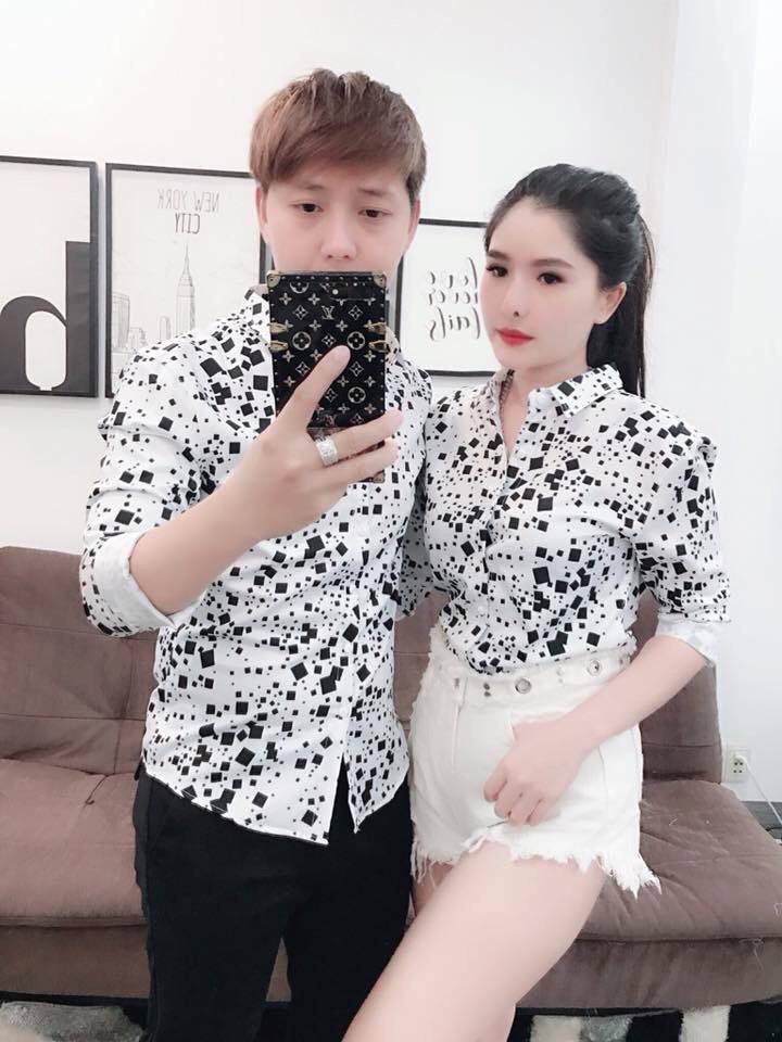 Áo sớ mi nam tay dài họa tiết chấm