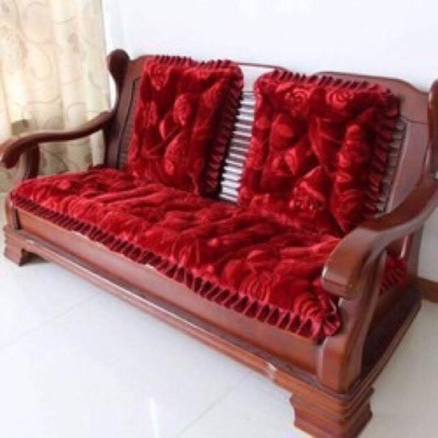 Đệm Ghế nhung, đệm ghế sofa ,Thảm Ghế nỉ Nhung Cao Cấp Trang Trí Tết Siêu Đẹp (1 bộ đệm dài Kèm 2 đệm ngắn )