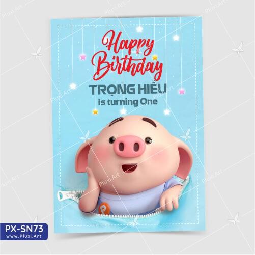 Thiệp thôi nôi – sinh nhật theo yêu cầu Pluxi
