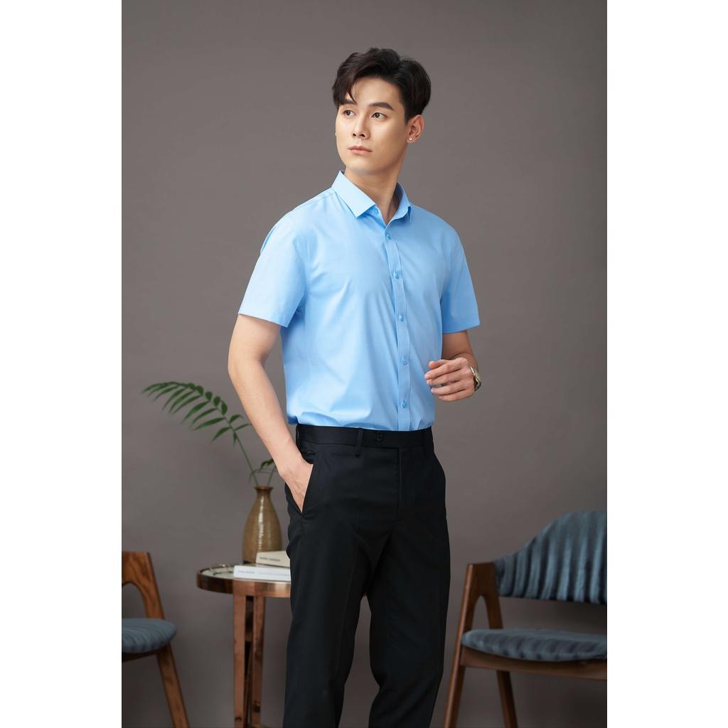 Áo Sơ Mi GENEROS Cộc Tay Xanh Dương AK371