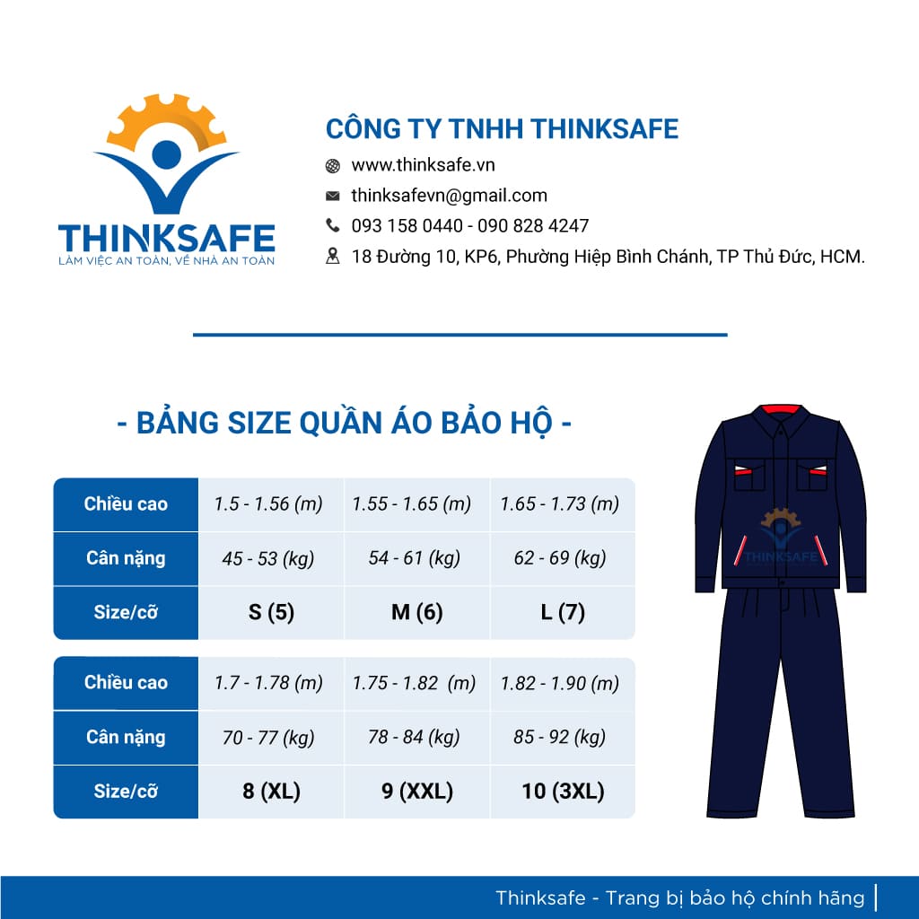 Quần áo bảo hộ lao động Thinksafe PR01, trang phục lao động kỹ sư công nhân có túi hộp thoải mái thoáng mát thấm hút mồ hôi