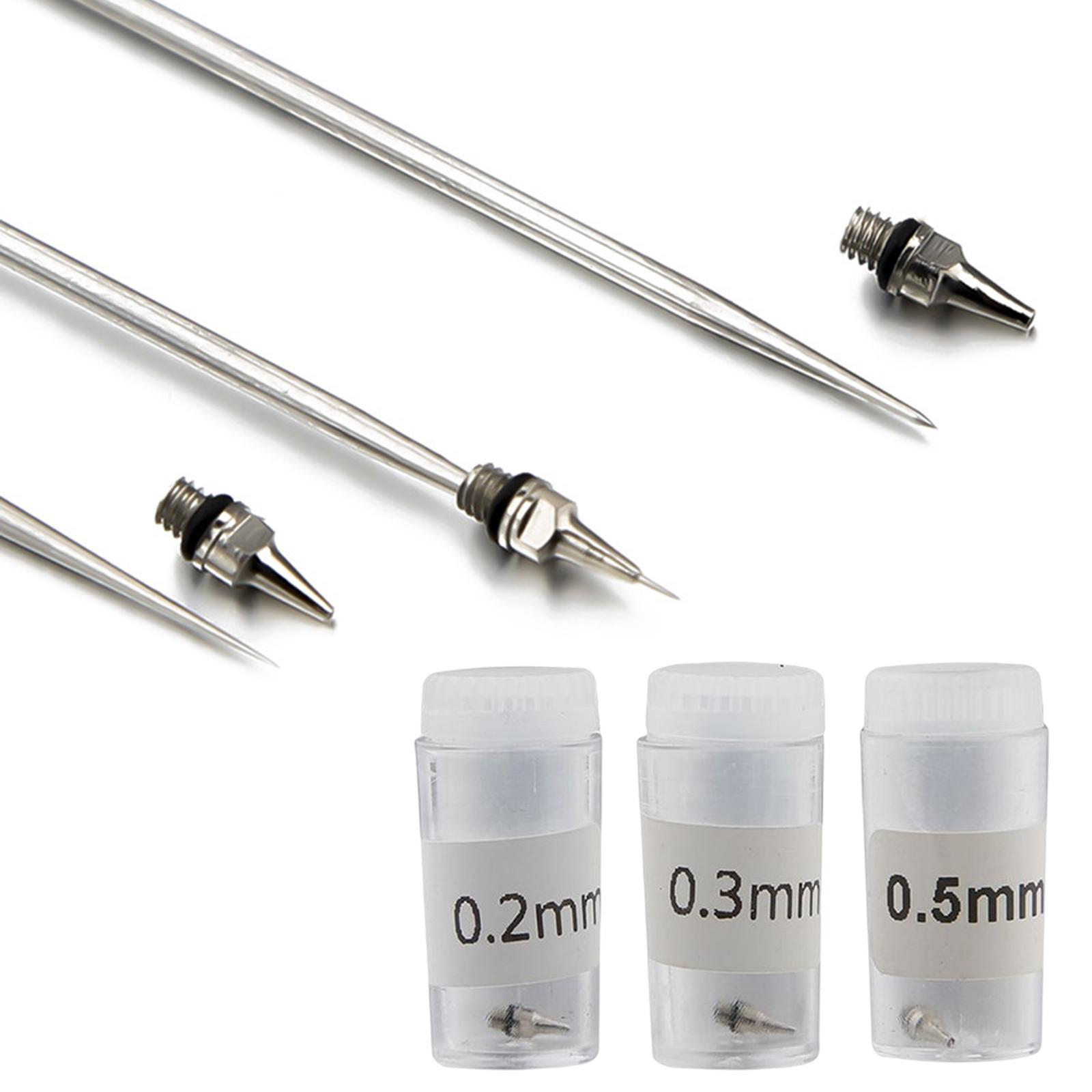 3 Pcs Airbrush Nozzle for Painting Machine for Airbrush 0.2/0.3/0.5mm Professional Airbrush Parts Replacement Parts for Crafting