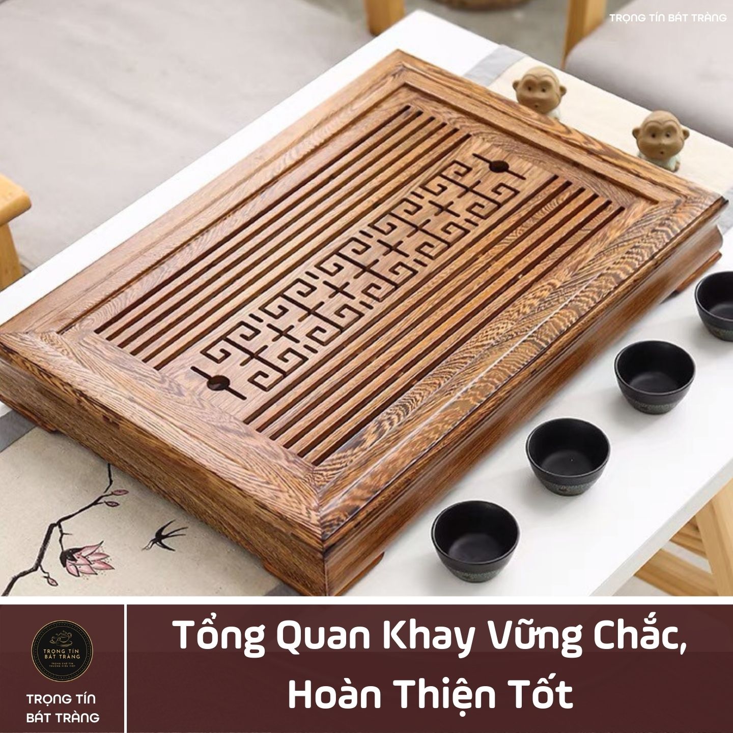 KT 32 Khay Trà Tre Cao Cấp Chữ Nhật Kích Thước 52*37*7.5