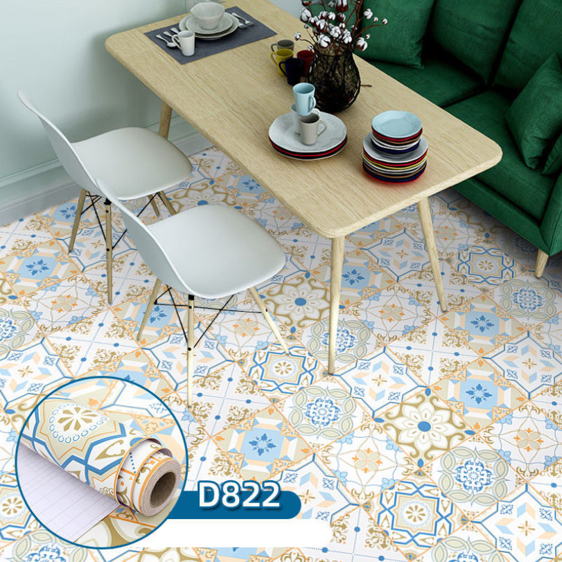 COMBO CUỘN 3 mét decal dán nền dán sàn GẠCH HOA SANG TRỌNG KHỔ 60CM KEO SẴN