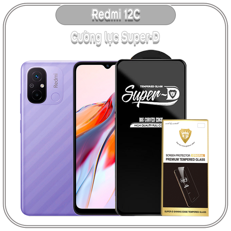 Cường lực cho Redmi 12C Super D - Full viền Đen