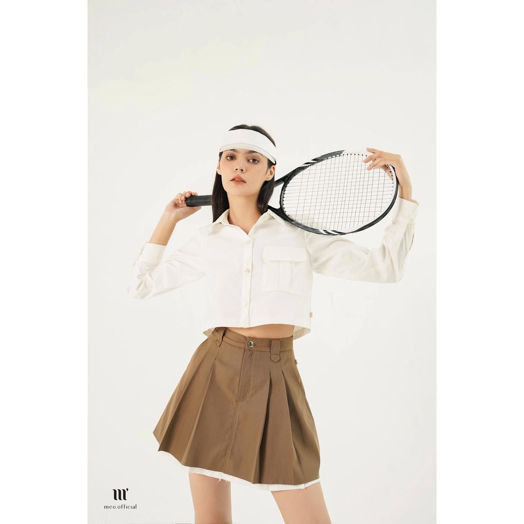 Áo sơ mi croptop công sở nữ Méo shop phong cách cá tính dài tay Ondes