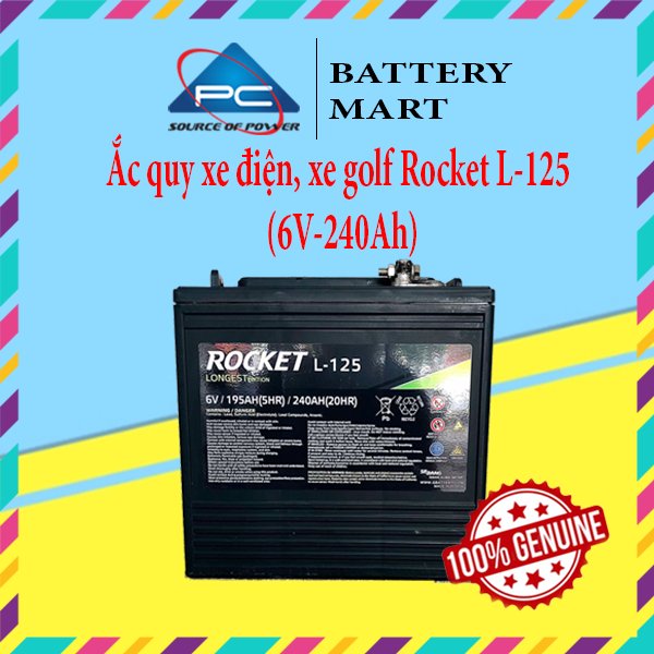 Ắc quy xe golf, ắc quy Rocket L-125 (6V-240Ah), ắc quy xe điện du lịch