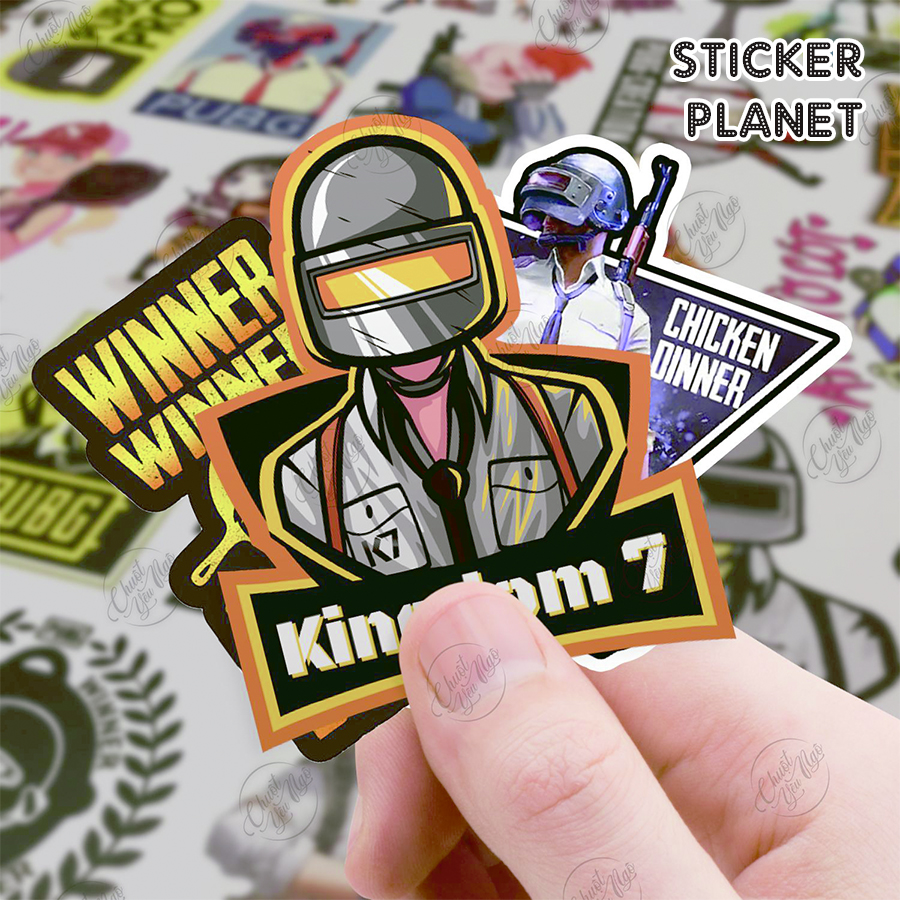 Bộ sticker game trò chơi PUBG chống thấm nước trang trí mũ bảo hiểm, đàn, guitar, ukulele, điện thoại laptop