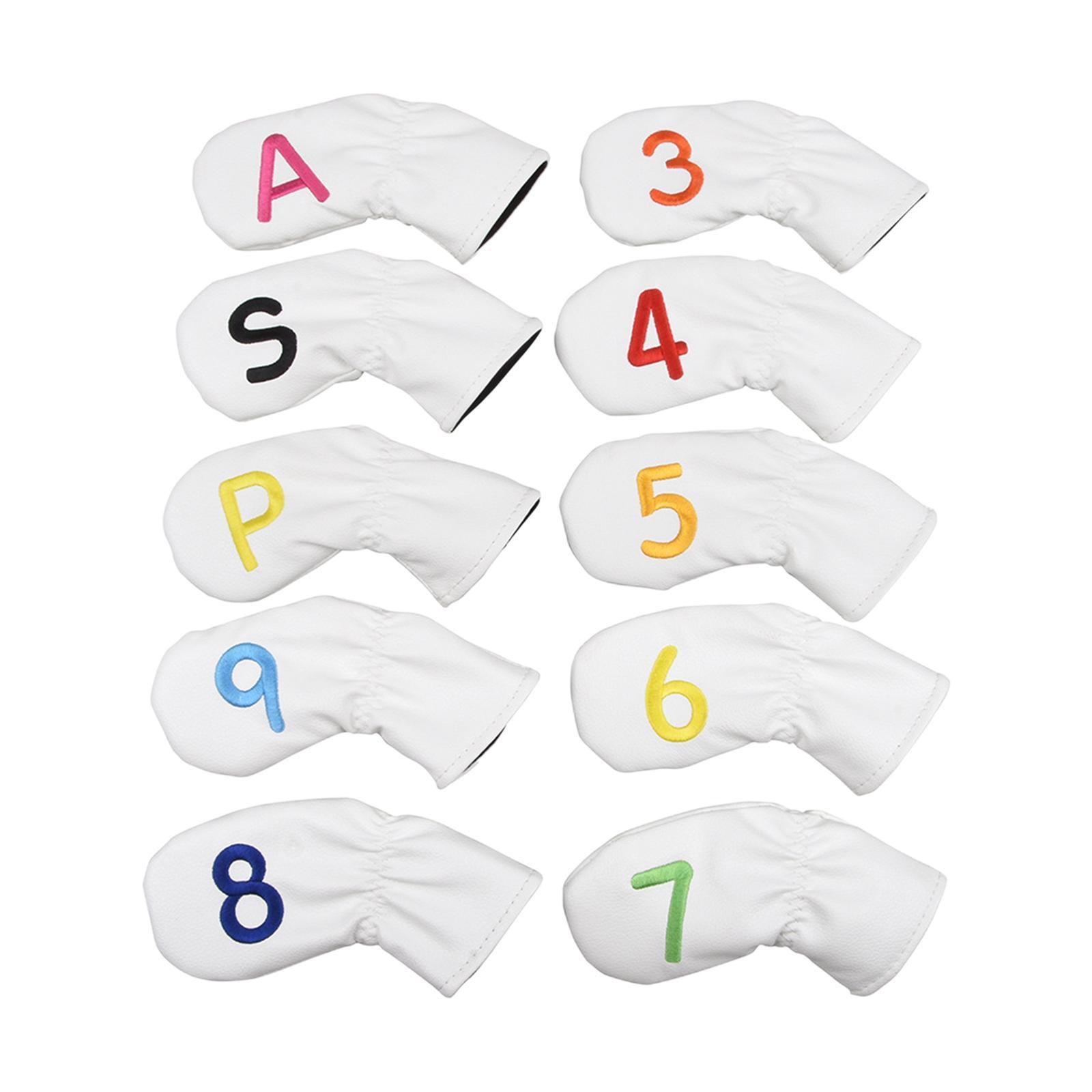 Leather Golf Irons Head Covers Embroidery Number, Golf Head Protector Guard