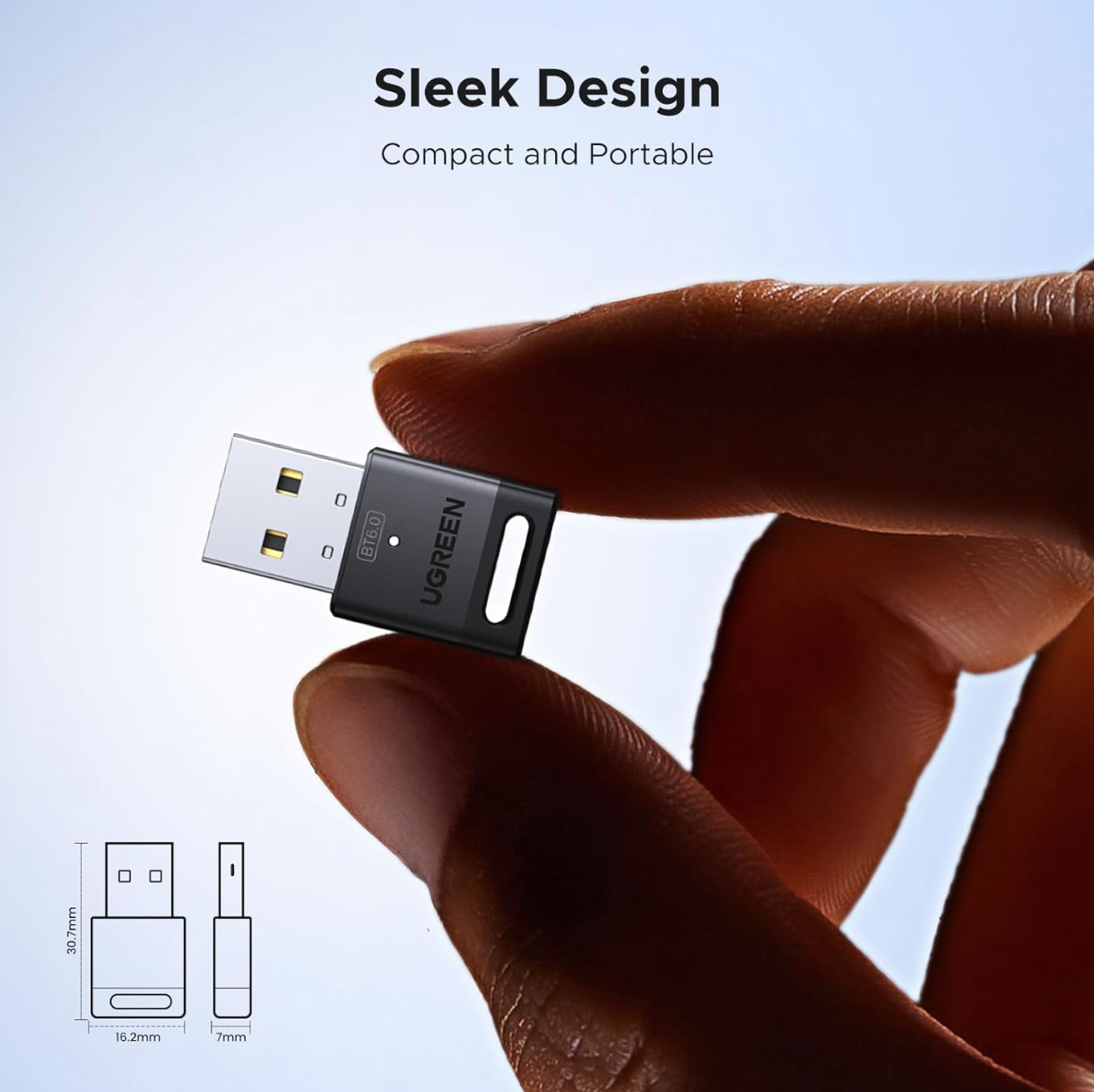 USB Bluetooth 6.0 Ugreen 75073 Hỗ Trợ EDR & BLE, Cắm Là Dùng (Plug & Play) Trên Windows 11/10/8.1 – Tương Thích Tai Nghe, Bàn Phím, Chuột, Loa, Máy In- Hàng Chính Hãng