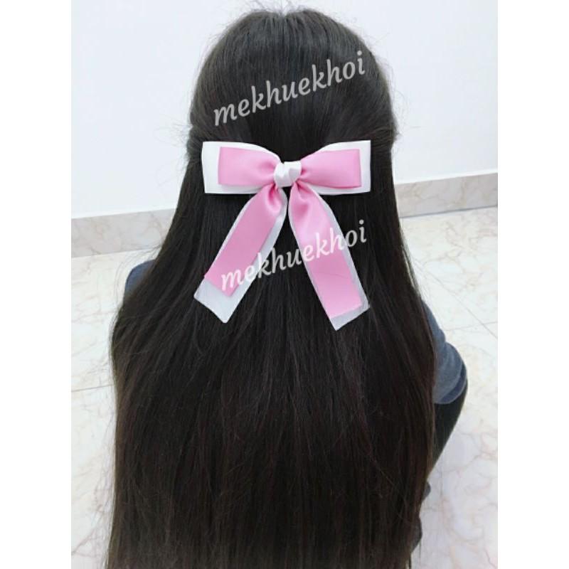 Kẹp tóc nơ satin lụa cao cấp phối màu cực xinh/ cột tóc nơ lụa cao cấp