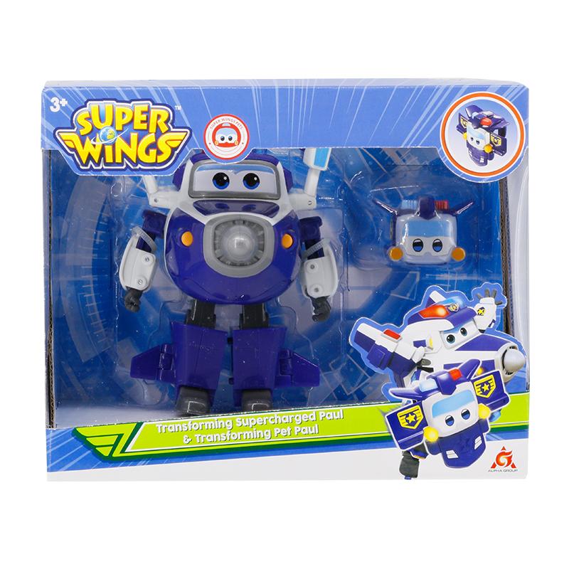 Đồ Chơi SUPERWINGS Robot Biến Hình Cỡ Lớn Paul Cảnh Sát Kết Hợp Thú Cưng Paul YW750945