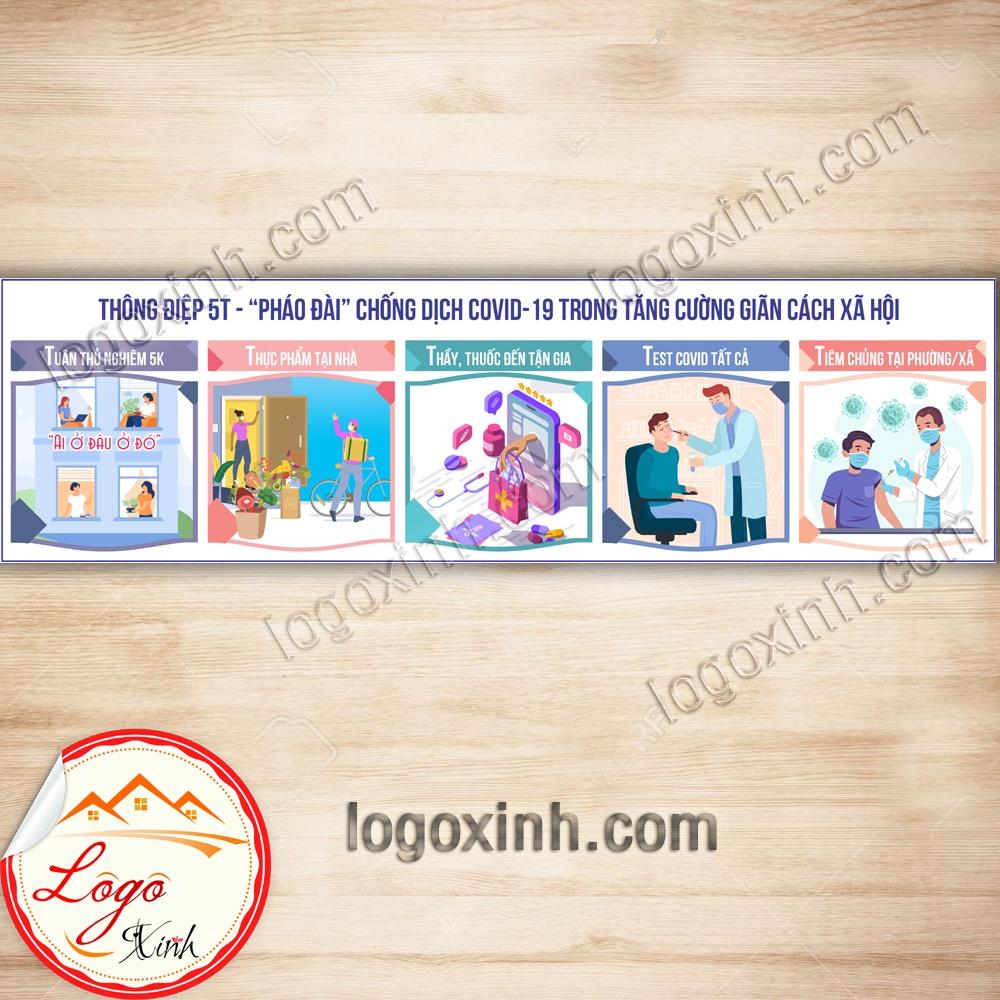 Thông điệp 5T -Logo Poster Sticker - áp phích chống dịch covid cho nhà riêng, cửa hàng, xưởng, nhà máy...