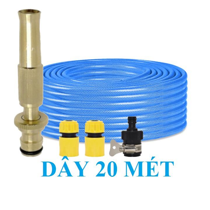 ️ Bộ dây vòi xịt nước rửa xe, tưới cây . tăng áp 3 lần, loại 20m 206622-5 cút sập, nối đen
