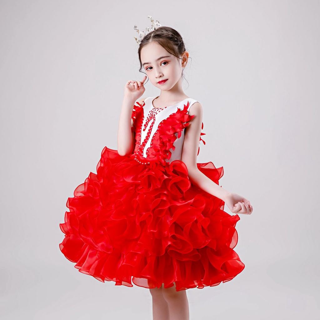 Đầm công chúa tầng xòe cho bé gái Thiên nga hóa trang dự tiệc đẹp từ 12-35kg hàng Quảng Châu cao cấp