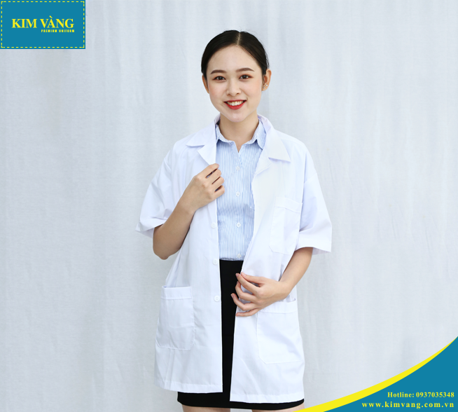 Áo Blouse, Áo Dược Sĩ Tay Ngắn Mẫu 05