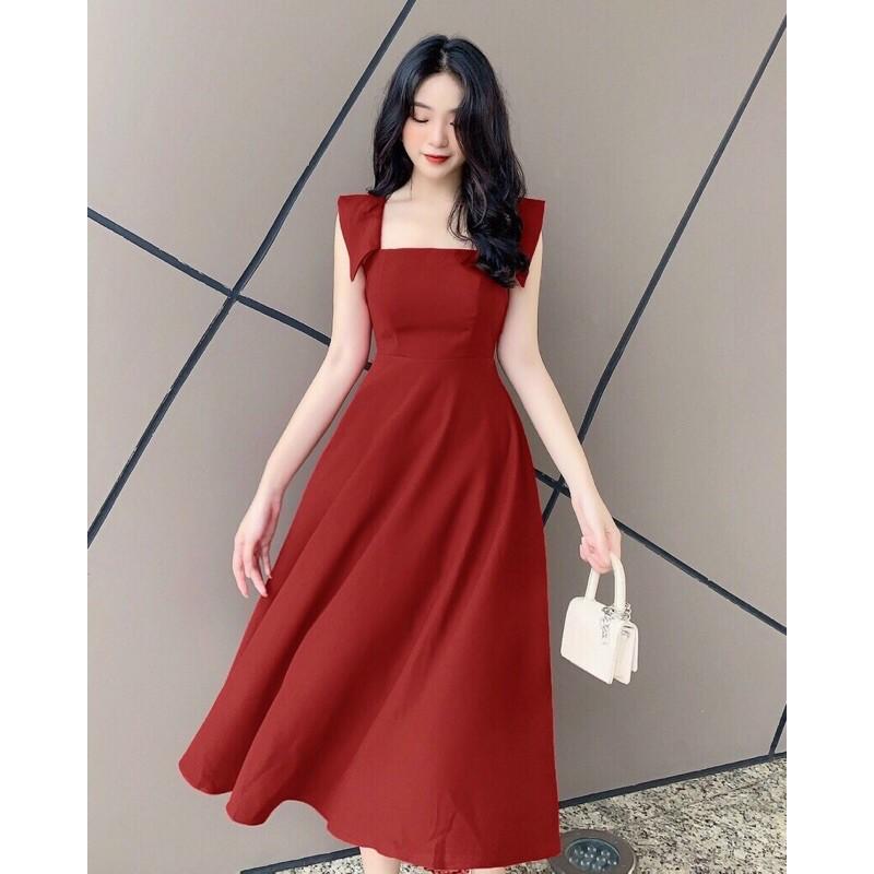Đầm xoè cổ vuông tay con cánh tiên S.MLXL