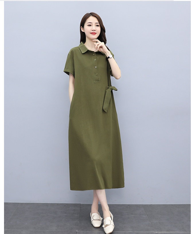 Đầm suông cỏ sơ mi linen công sở form rộng, 2 túi chéo siêu xinh, phong cách Hàn Quốc thanh lịch CS61