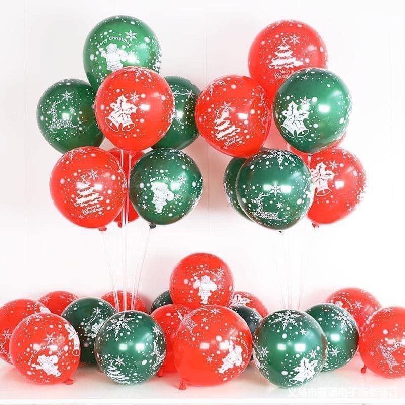 Bóng bay hình noel sét 100 quả xanh và đỏ