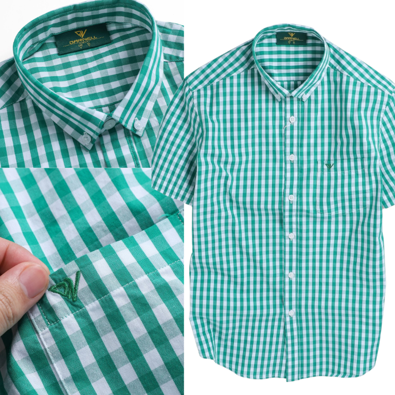 Sơ mi nam ngắn tay DARNEL kẻ caro sợi cotton cao cấp mềm mịn DN515