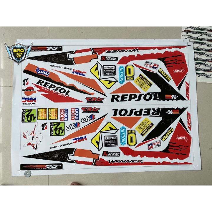 Tem rời dán xe winner repsol dán xe trắng