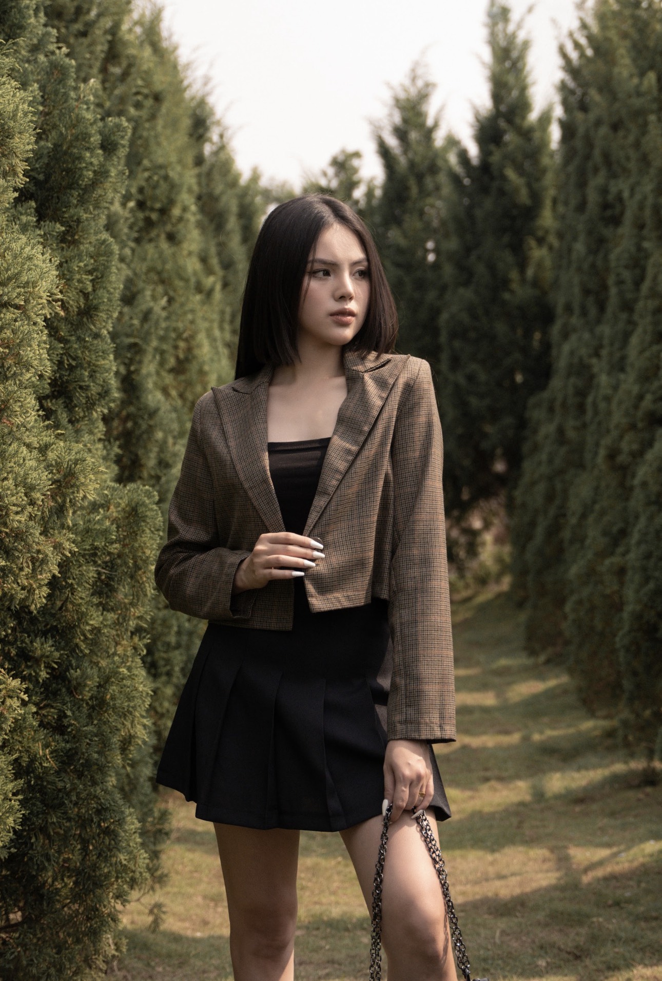 Áo blazer croptop nữ TKFashion họa tiết kẻ caro dáng ngắn dễ phối đồ, chất liệu dày dặn -  Vest k256