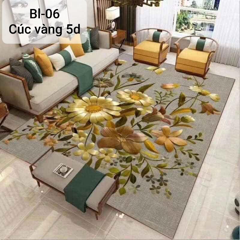 Thảm trải sàn BALI loại 5D kích thước 1m6 x 2m3 mẫu kẻ Hàn quốc