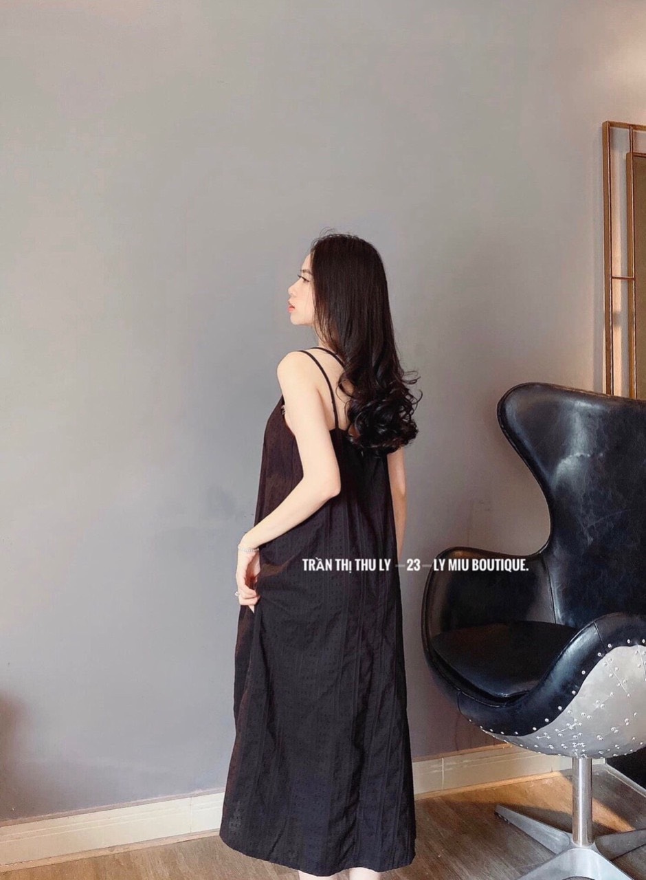 Váy maxi nữ,đầm 2 dây nữ đan lưng chất đũi 3 màu xinh xắn