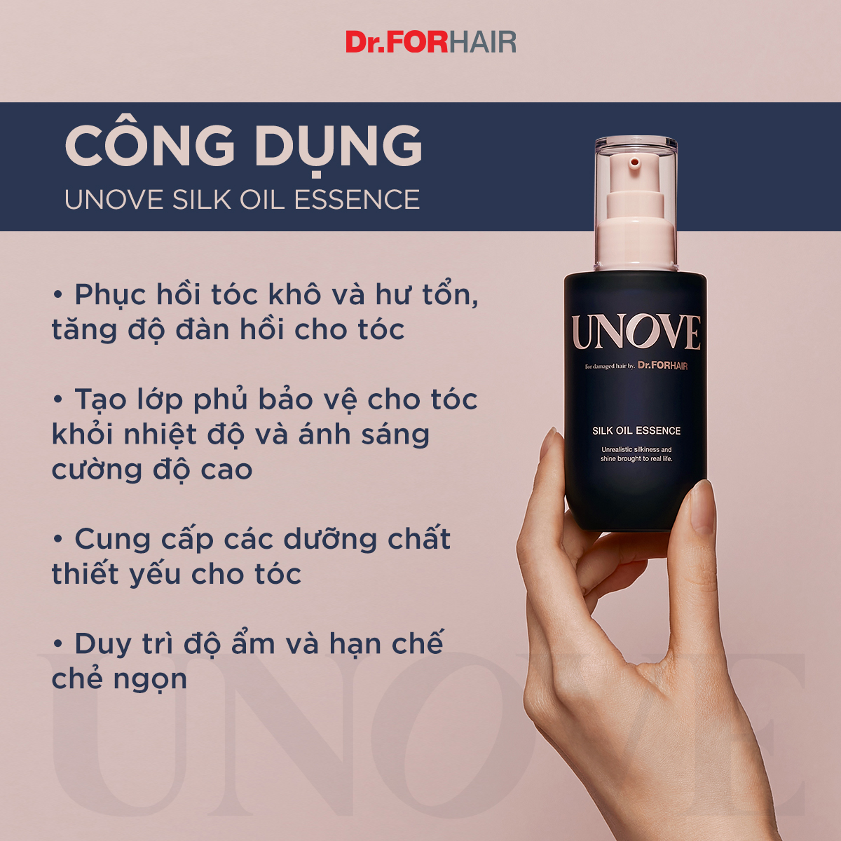 Combo gội xả dưỡng phục hồi tóc hư tổn khô xơ uốn nhuộm Dr.FORHAIR Folligen Silk Shampoo 300ml x Folligen Silk Treatment 300ml x Unove Silk Oil Essence 70ml