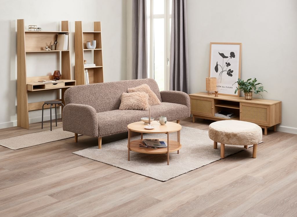 Ghế đôn | JYSK Ramsdal | gỗ công nghiệp/vải polyester | be/sồi | DK70xC40cm