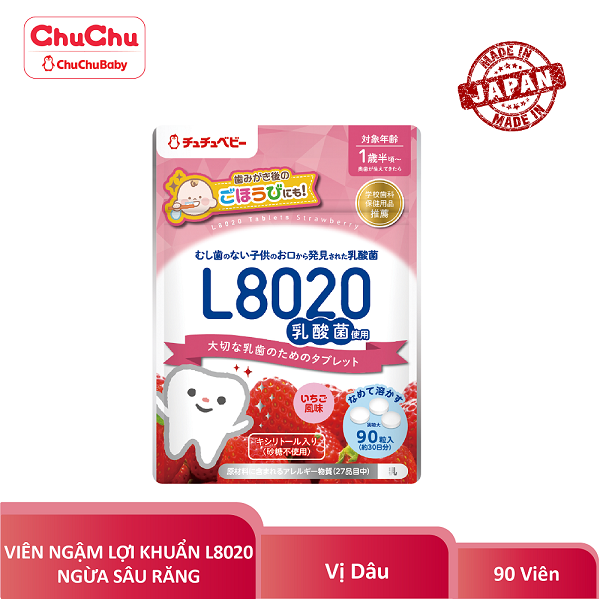 Combo 4 gói viên ngậm lợi khuẩn L8020 ngừa sâu răng Chuchu Baby (90 viên/ gói)