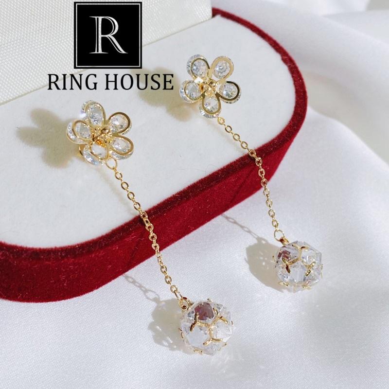Khuyên Tai Bông Tai Nữ Thiết Kế Hoa Dài Ring House