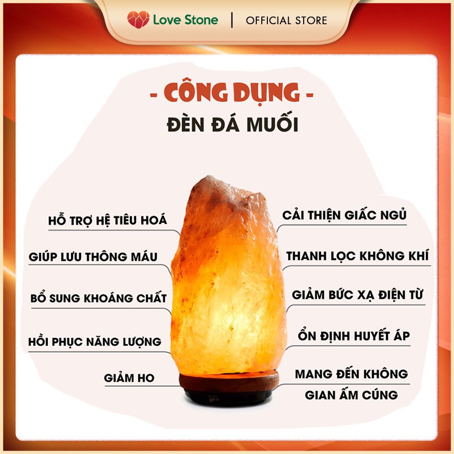 Đèn Chế Tác Đá Muối Himalaya Love Stone - Hình Giọt Nước + TẶNG KÈM BỘ DÂY ĐÈN